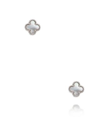 Kolczyki koniczynki srebrne z masą perłową KSY0598