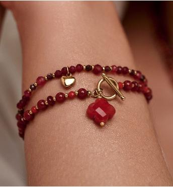 Bransoletka z granatami i sercem BTW3744