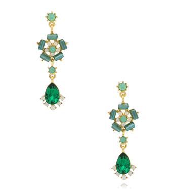 Kolczyki wiszące z zielonymi kryształami KSS2131