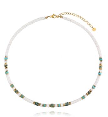 Naszyjnik z turkusu, afrykańskiego turkusu i muszli NPA1475