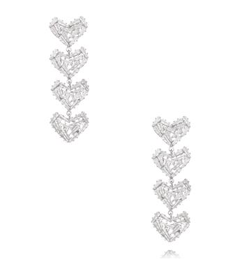 Kolczyki z kaskadą serc z kryształów KLU0187
