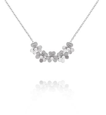 Naszyjnik z kwiatuszkami srebrny NSY0875