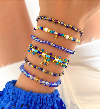 Bransoletka niebieska z kamieniami naturalnymi Latifa BSC1585