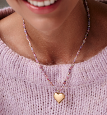 Naszyjnik z różowego turmalinu z zawieszką w kształcie serca NPA1544