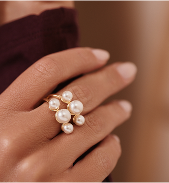 Pierścionek z perłami złoty PPE0113