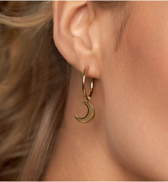 Kolczyki kółka z księżycem Gold Moons KSA0293