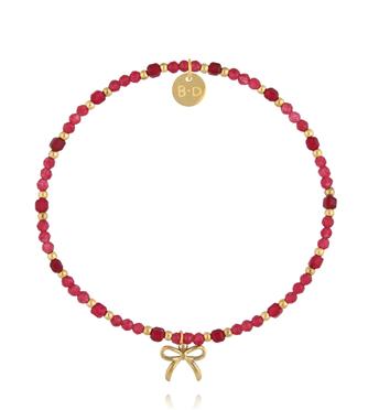 Bransoletka z jadeitu i zawieszką kokardki BTW3526