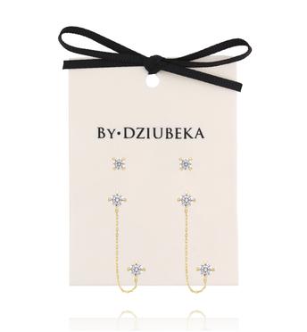 Zestaw kolczyków pozłacanych z transparentnymi cyrkoniami KLT0029