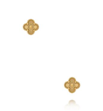 Kolczyki złote w kształcie delikatnej koniczynki KSY0580