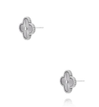 Kolczyki w kształcie koniczyny srebrne KSY0594