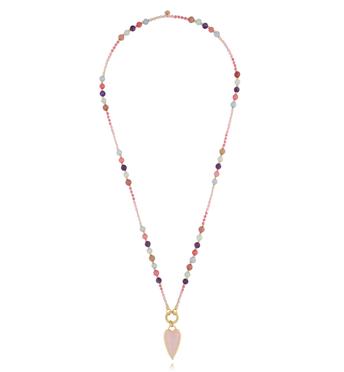 Naszyjnik z rodonitami, jadeitami i ametystami z sercem NSC0669