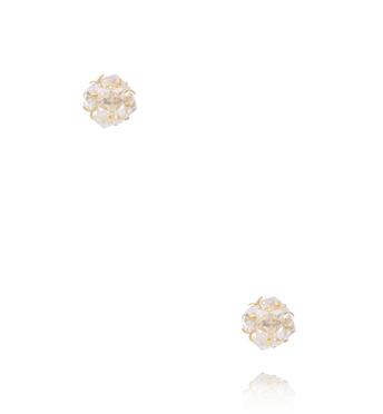 Zestaw złoconych kolczyków z kryształowymi kulkami KMB0019