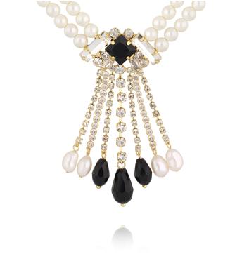 Naszyjnik z pereł i czarnych koralików NPE0370