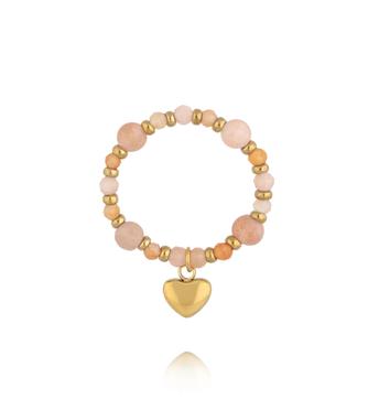 Pierścionek elastyczny z kamieniami słonecznymi PTW0657