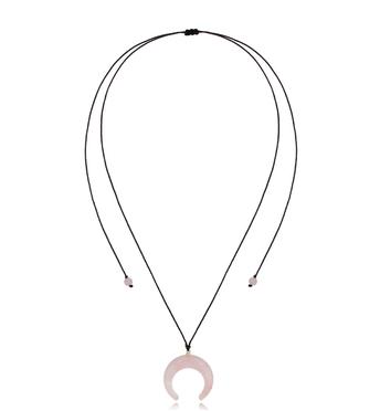 Naszyjnik z księżycem z kwarcu różowego Long Isand NPA0679