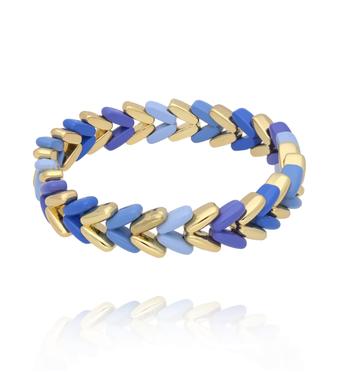 Bransoletka w odcieniach błękitu i złota BCR0052