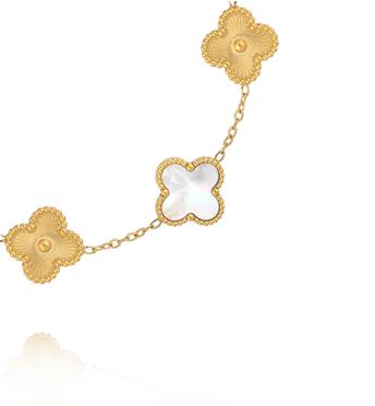 Bransoletka złota z koniczynkami z masy perłowej BSY0556