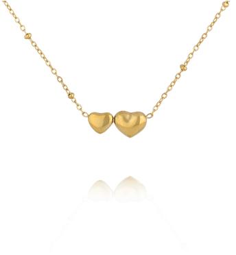 Naszyjnik z podwójnym sercem w kolorze złota NSY0915