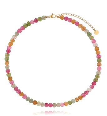 Naszyjnik z kolorowymi turmalinami w kształcie serduszek NPA1477