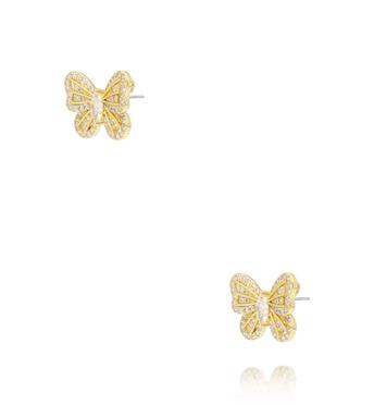 Kolczyki złote motylki z cyrkoniami KSS2174