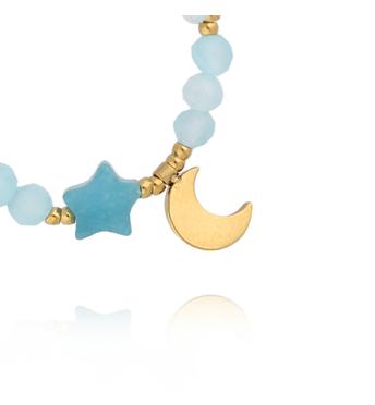 Pierścionek błękitny z księżycem i gwiazdką PSC0776