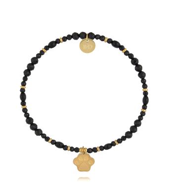 Bransoletka z czarnych turmalinów i agatów z zawieszką łapki BTW3680