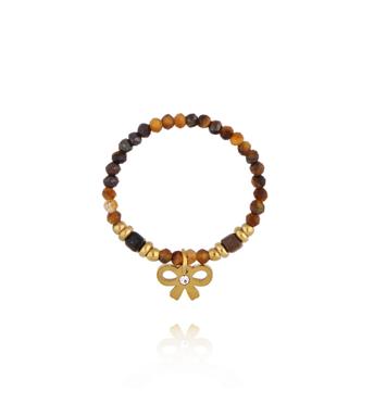 Pierścionek z tygrysim okiem i kokardką PTW0559