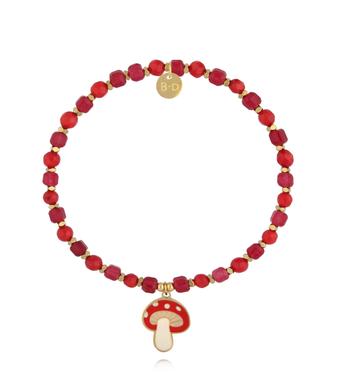 Bransoletka z jadeitami i turmalinami i zawieszką muchomora BTW3532