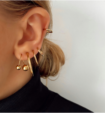 Kolczyki złote kółka z kuleczkami Balls KSA0010