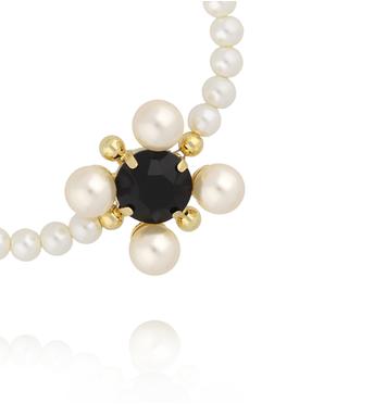Bransoletka z perełkami i czarnym kryształem BSS0255