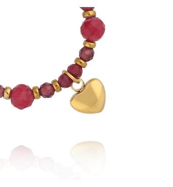 Pierścionek elastyczny z granatami i jadeitami PTW0650