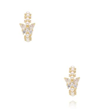 Kolczyki koła z perłami i motylkiem KSS2093