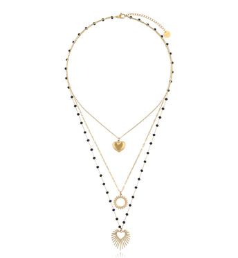 Naszyjnik złoto czarny z sercami Pour Jamais NSY0148