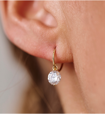 Złote kolczyki z cyrkonią na kółku KLU0070