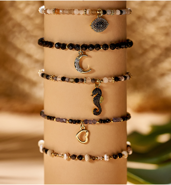 Bransoletka beżowa z kamieniami naturalnymi Latifa BSC1584