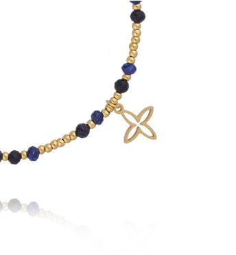 Bransoletka z lapisu lazuli i blue sand z krzyżykiem BTW3502