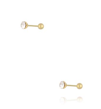 Kolczyki z bezbarwnym kryształem w złotej oprawie KCA0168