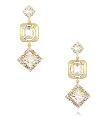 Kolczyki z geometrycznymi kryształami w złotej oprawie KSS2227