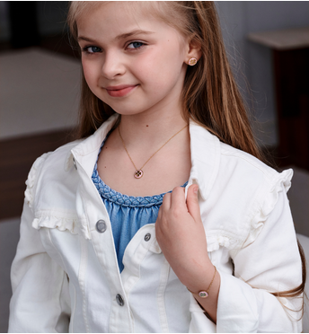 Zestaw biżuterii dla mamy i córki z różową koniczynką ZN0214