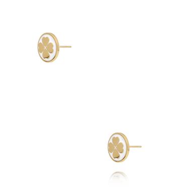 Kolczyki koniczynki biało-złote KSA2519