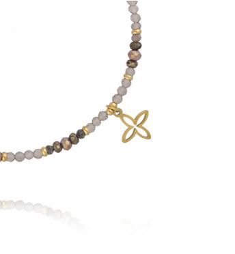 Bransoletka z kwarcu dymnego, labradorytu i pirytu BTW3494