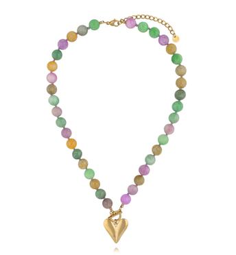 Naszyjnik z pastelowych kamieni – zielonych, liliowych i żółtych  NPA1520