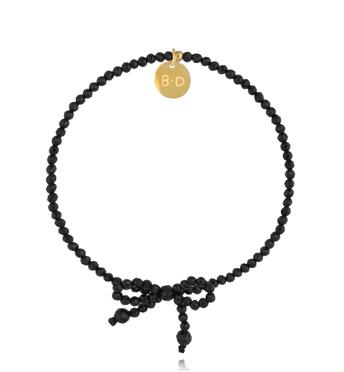 Bransoletka z czarnymi turmalinami i kokardką BSY0105