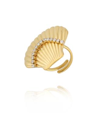 Pierścionek muszla złota z cyrkoniami PSY0065