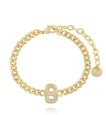 Bransoletka złota z literą B z cyrkoniami BSS0246