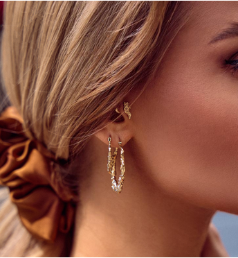 Zestaw złotych kolczyków gniecionych Z0521