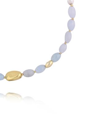 Naszyjnik z perełkami i błękitnymi kamieniami NSC0635