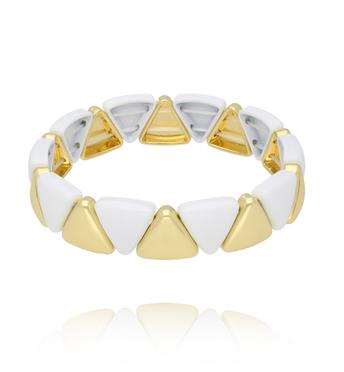 Bransoletka biało-złota z trójkątnych ogniw BCR0035