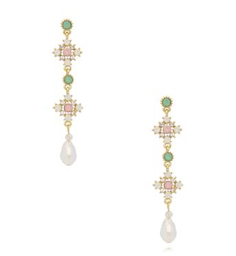 Kolczyki wiszące w stylu boho z kolorowymi kamieniami KSS2122