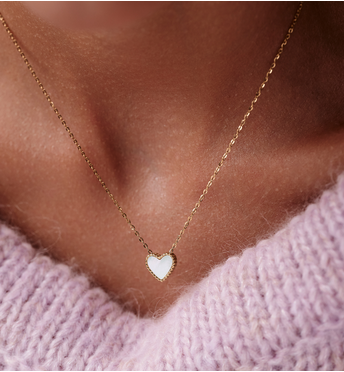 Naszyjnik z sercem z masy perłowej złoty NSA1211